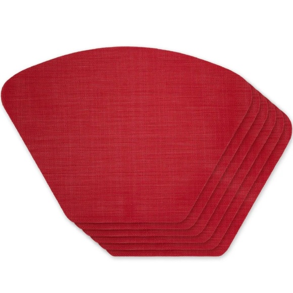 Nautical Blue Solid Round Table Placemat (Set of 6) - 13x18.75 Tango Red - Picture 3 of 4